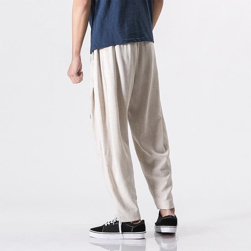 Nimara Ritual Commute Solid Color Simple Design Men's Harem Cotton Pants With Pockets