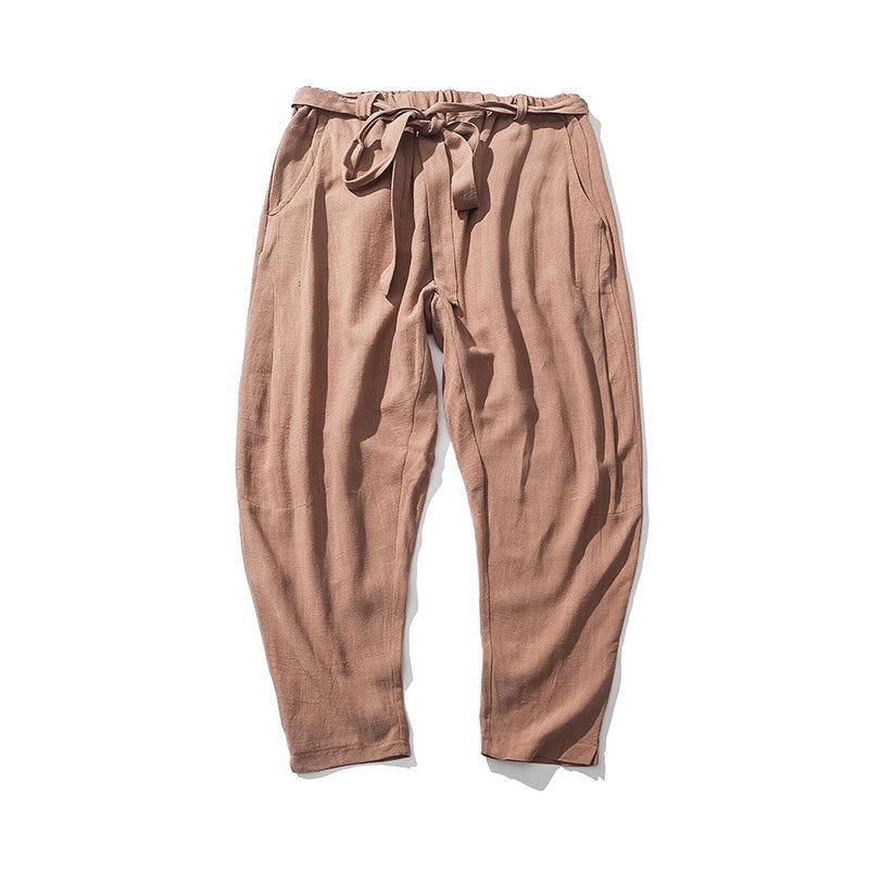 Nimara Ritual Commute Solid Color Simple Design Men's Harem Cotton Pants With Pockets