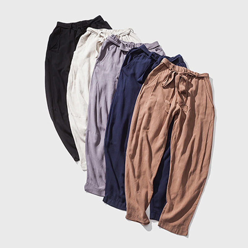 Nimara Ritual Commute Solid Color Simple Design Men's Harem Cotton Pants With Pockets