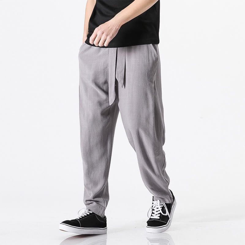 Nimara Ritual Commute Solid Color Simple Design Men's Harem Cotton Pants With Pockets