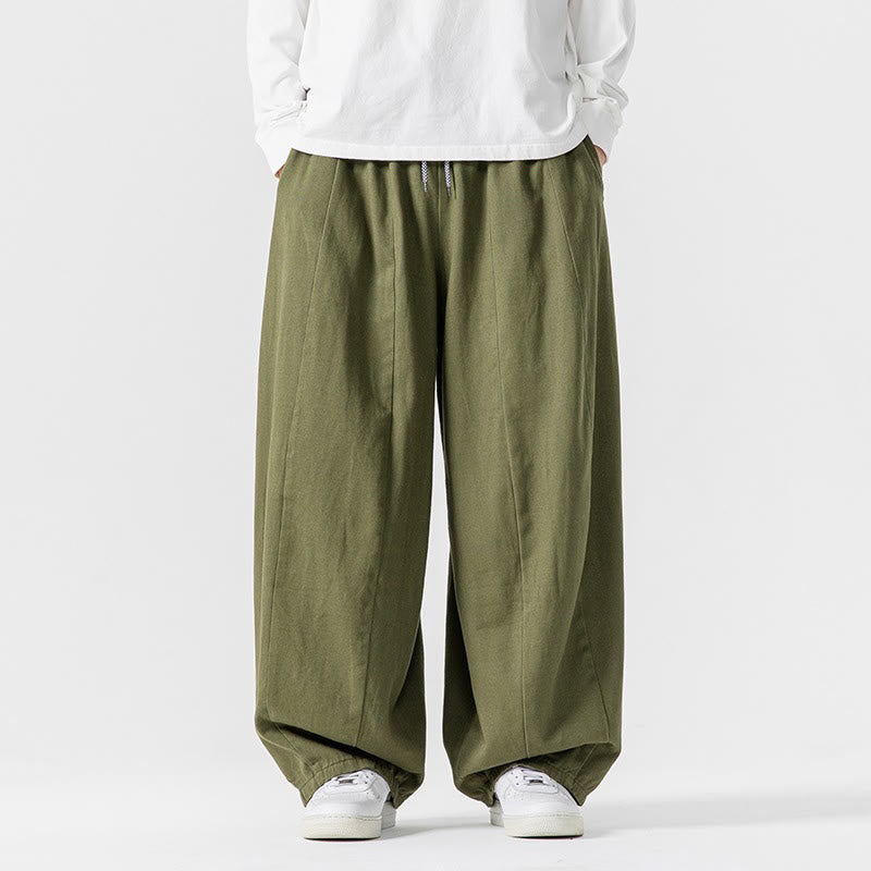 Nimara Ritual Winter Commute Plain Drawstring Design Men's Wide Leg Cotton Pants With Pockets