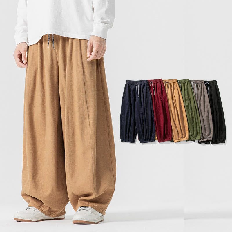 Nimara Ritual Winter Commute Plain Drawstring Design Men's Wide Leg Cotton Pants With Pockets