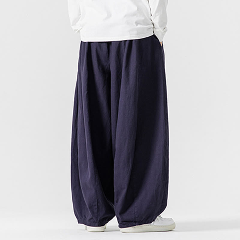 Nimara Ritual Winter Commute Plain Drawstring Design Men's Wide Leg Cotton Pants With Pockets