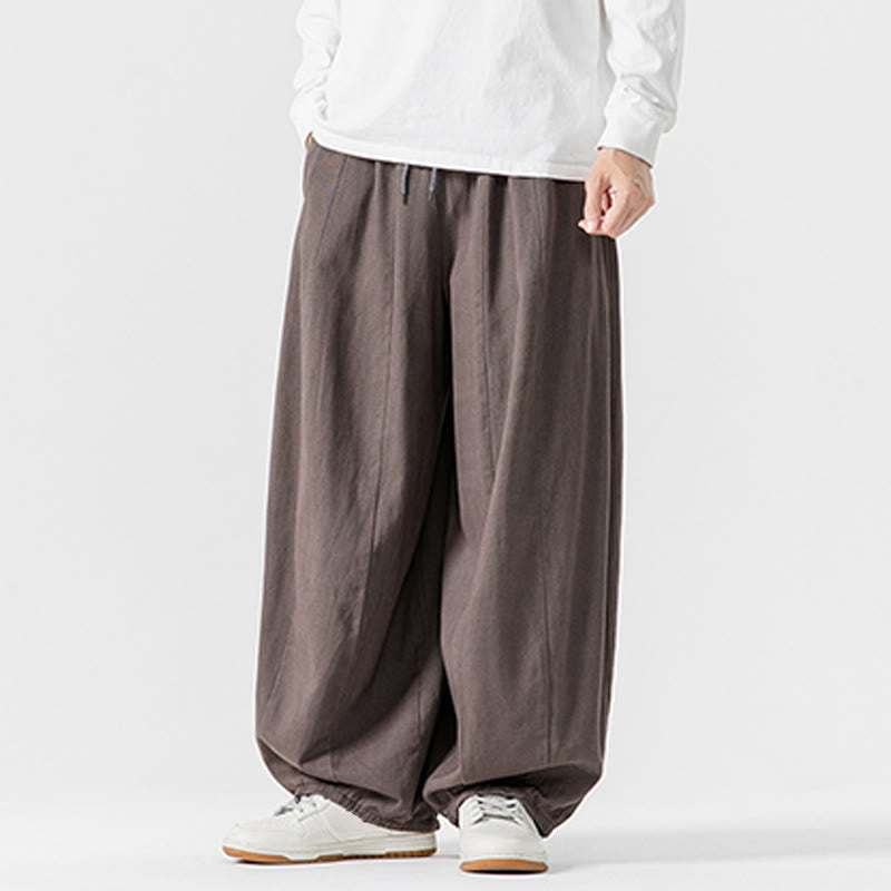 Nimara Ritual Winter Commute Plain Drawstring Design Men's Wide Leg Cotton Pants With Pockets