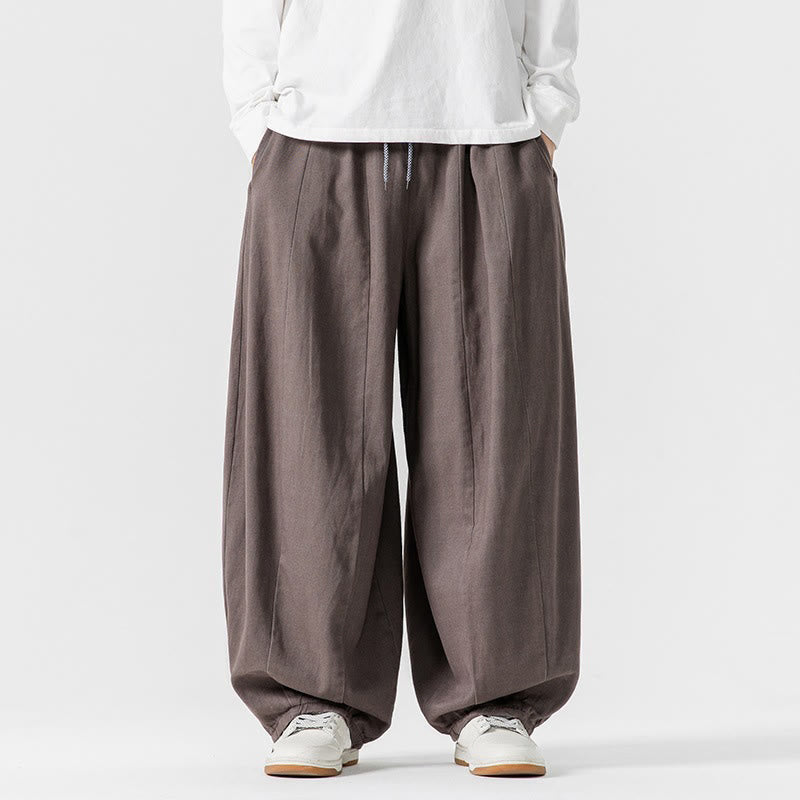 Nimara Ritual Winter Commute Plain Drawstring Design Men's Wide Leg Cotton Pants With Pockets