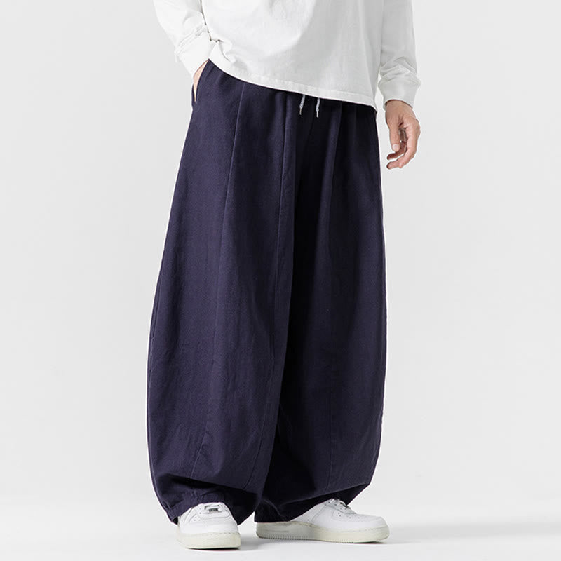 Nimara Ritual Winter Commute Plain Drawstring Design Men's Wide Leg Cotton Pants With Pockets