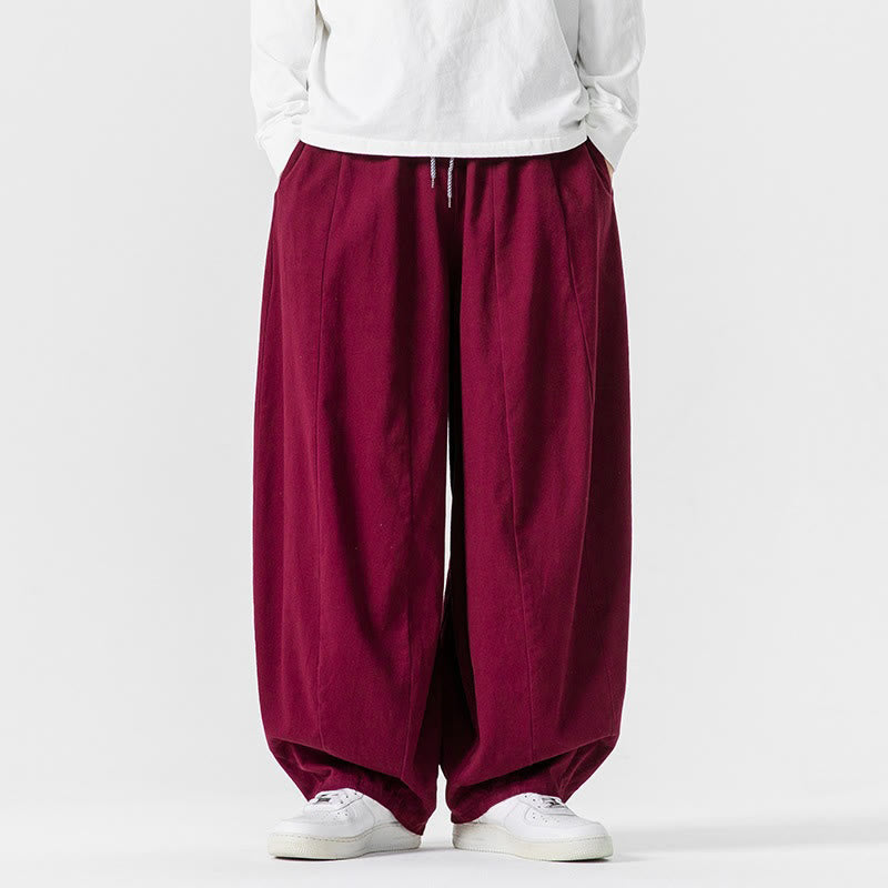 Nimara Ritual Winter Commute Plain Drawstring Design Men's Wide Leg Cotton Pants With Pockets