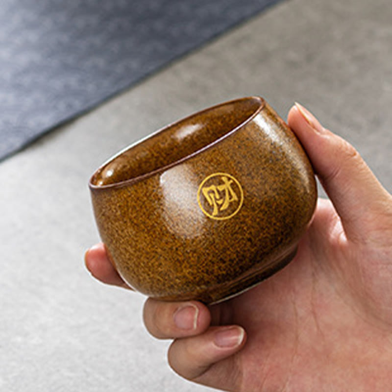 Nimara Ritual Hand Painted Fu Character Ceramic Teacup Kung Fu Tea Cup With Gift Box