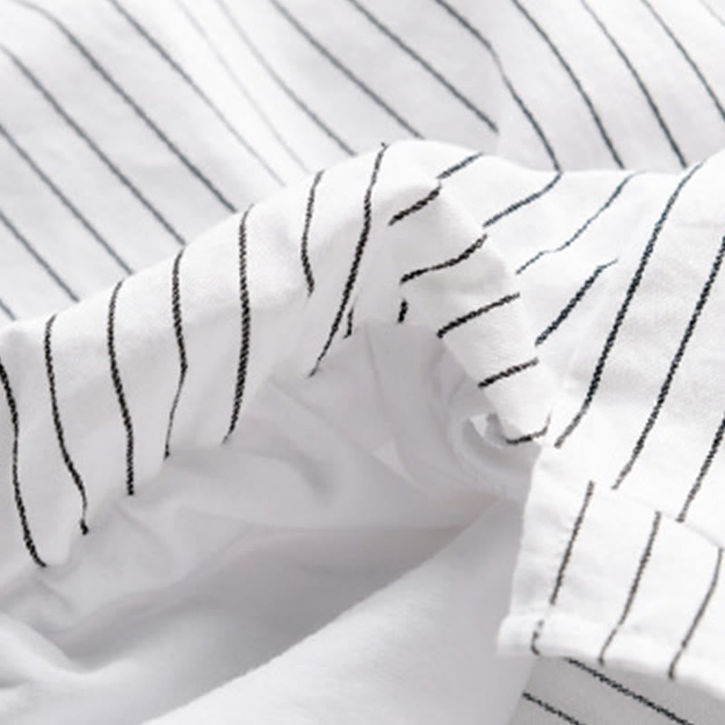 Nimara Ritual Fall 2 In 1 Stripes Stand Collar Long Sleeve Men's Cotton Shirt