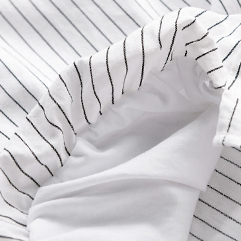 Nimara Ritual Fall 2 In 1 Stripes Stand Collar Long Sleeve Men's Cotton Shirt