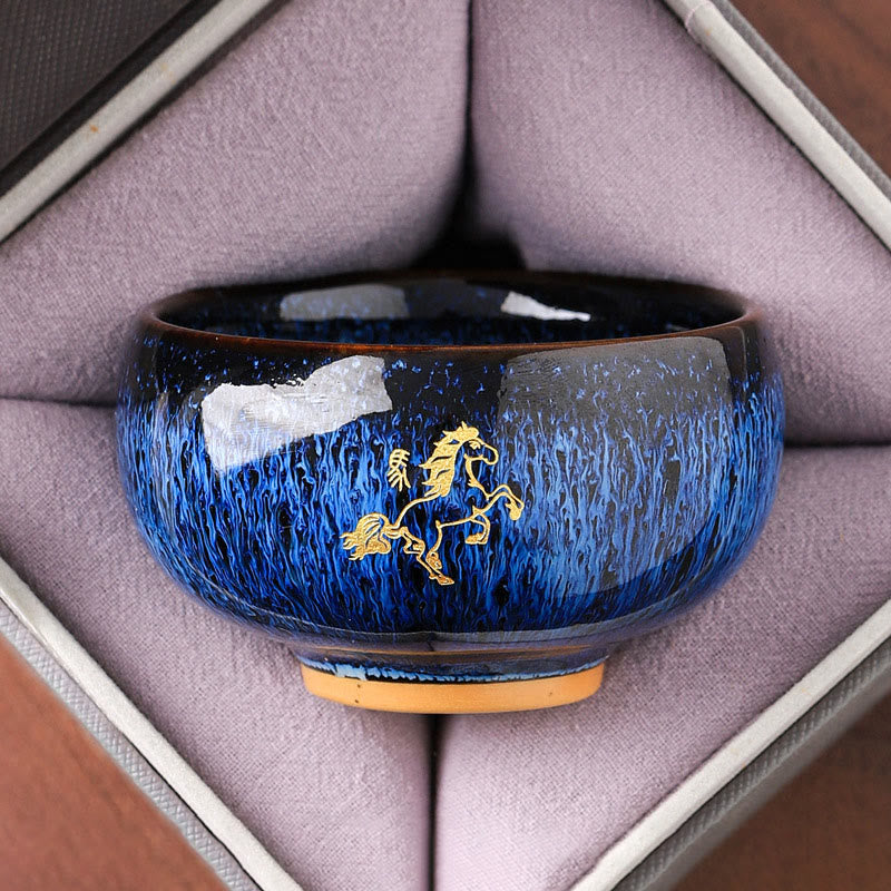 Nimara Ritual Chinese Zodiac Year Of The Horse Ceramic Teacup Kung Fu Tea Cup 135ml
