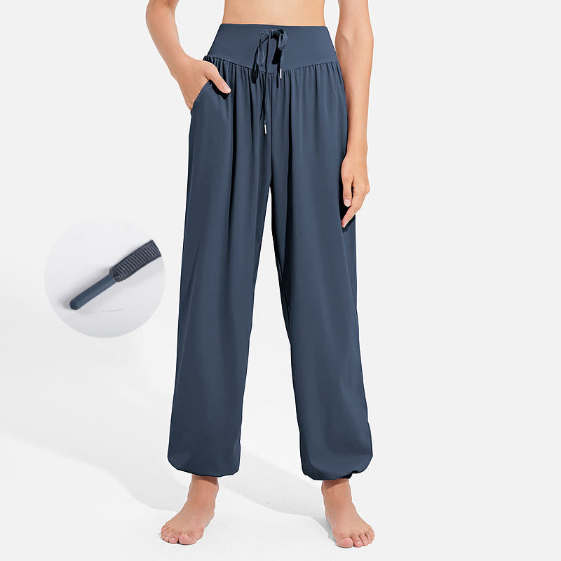 Nimara Ritual Plain Drawstring Elastic Waist Design Women's Harem Pants Sports Yoga Sweatpants With Pockets
