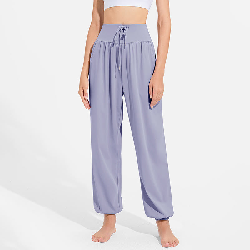 Nimara Ritual Plain Drawstring Elastic Waist Design Women's Harem Pants Sports Yoga Sweatpants With Pockets