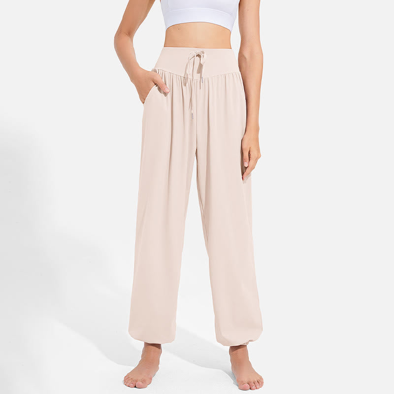 Nimara Ritual Plain Drawstring Elastic Waist Design Women's Harem Pants Sports Yoga Sweatpants With Pockets