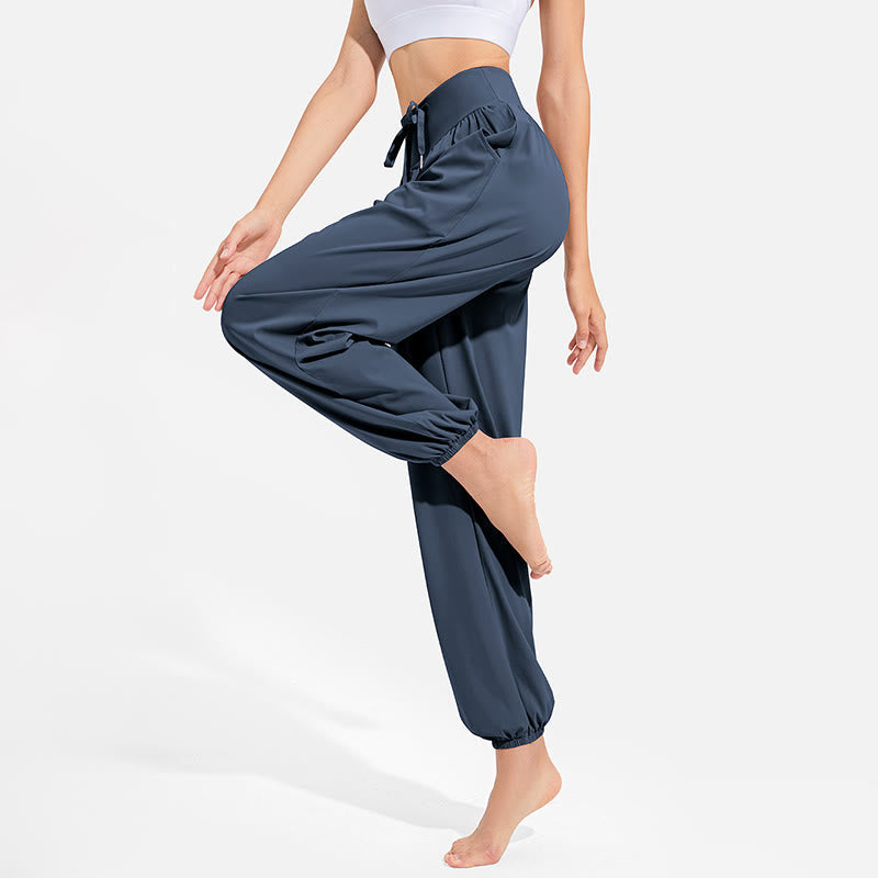 Nimara Ritual Plain Drawstring Elastic Waist Design Women's Harem Pants Sports Yoga Sweatpants With Pockets