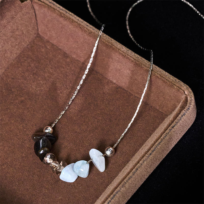 Nimara Ritual Black Obsidian Smoky Quartz Garnet Aquamarine Strawberry Quartz Pink Crystal Strength Necklace Pendant