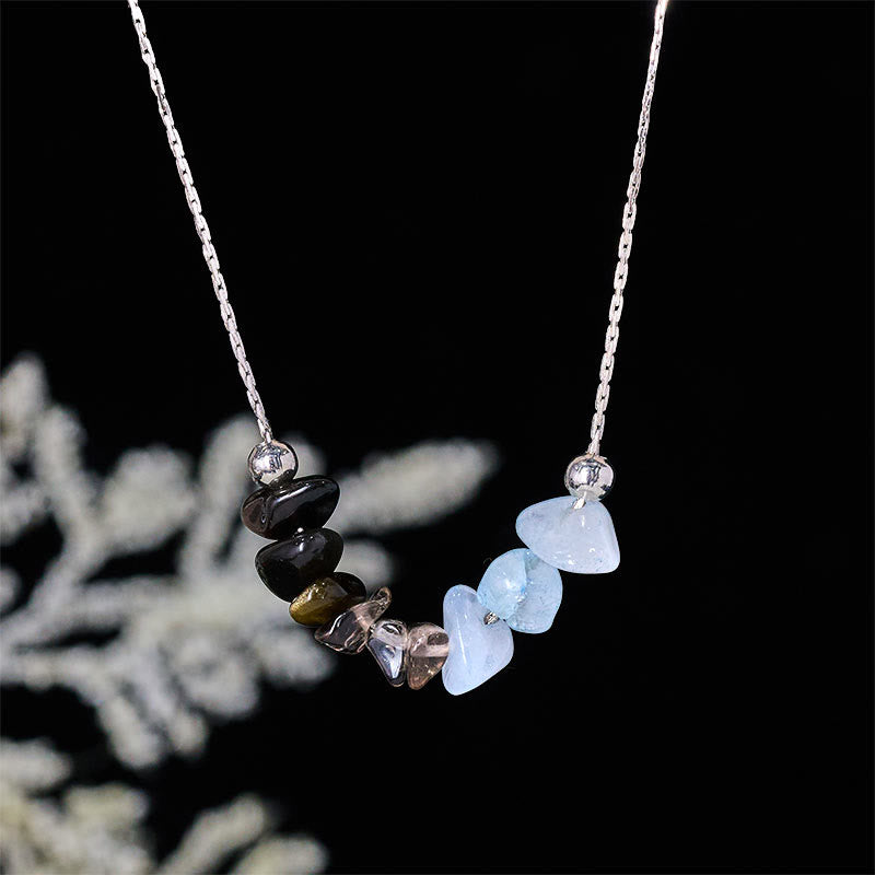 Nimara Ritual Black Obsidian Smoky Quartz Garnet Aquamarine Strawberry Quartz Pink Crystal Strength Necklace Pendant