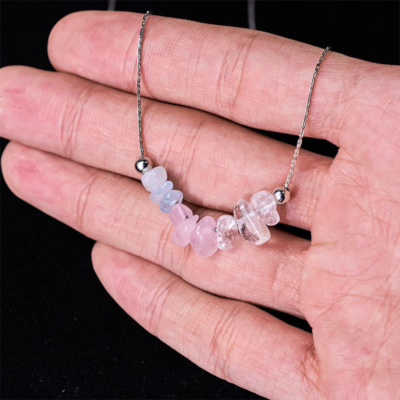 Nimara Ritual Black Obsidian Smoky Quartz Garnet Aquamarine Strawberry Quartz Pink Crystal Strength Necklace Pendant
