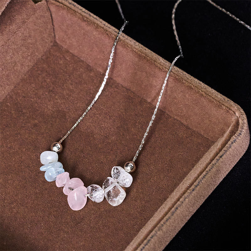 Nimara Ritual Black Obsidian Smoky Quartz Garnet Aquamarine Strawberry Quartz Pink Crystal Strength Necklace Pendant