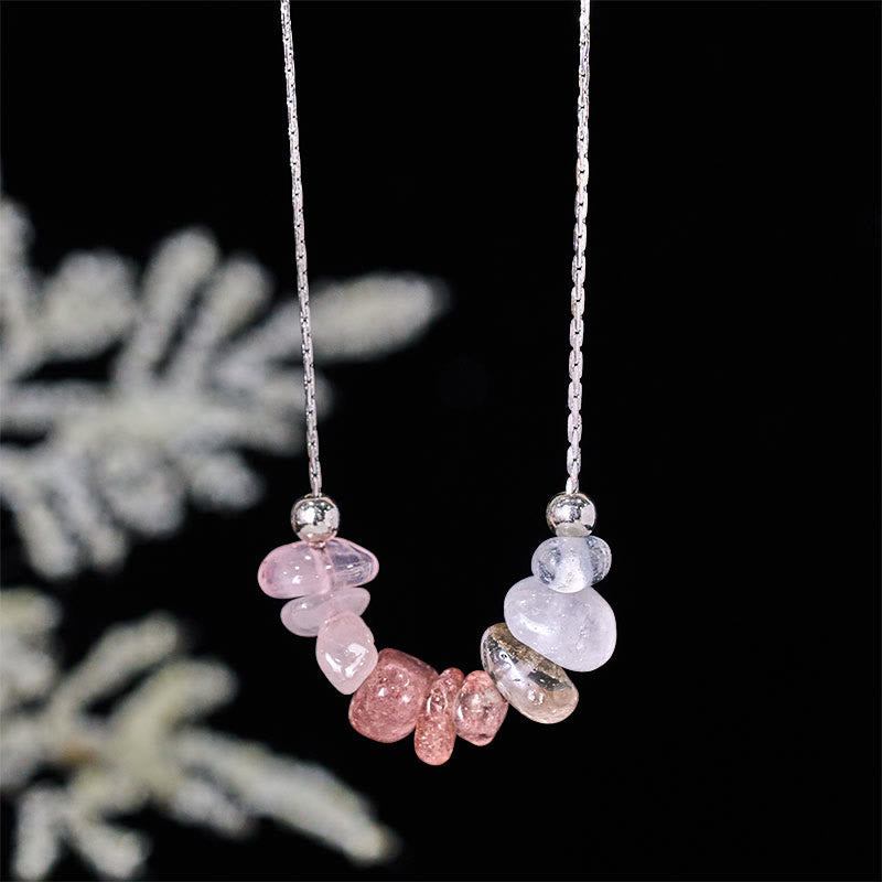 Nimara Ritual Black Obsidian Smoky Quartz Garnet Aquamarine Strawberry Quartz Pink Crystal Strength Necklace Pendant