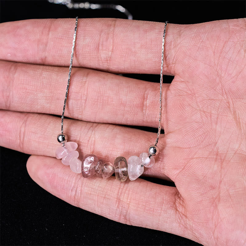 Nimara Ritual Black Obsidian Smoky Quartz Garnet Aquamarine Strawberry Quartz Pink Crystal Strength Necklace Pendant