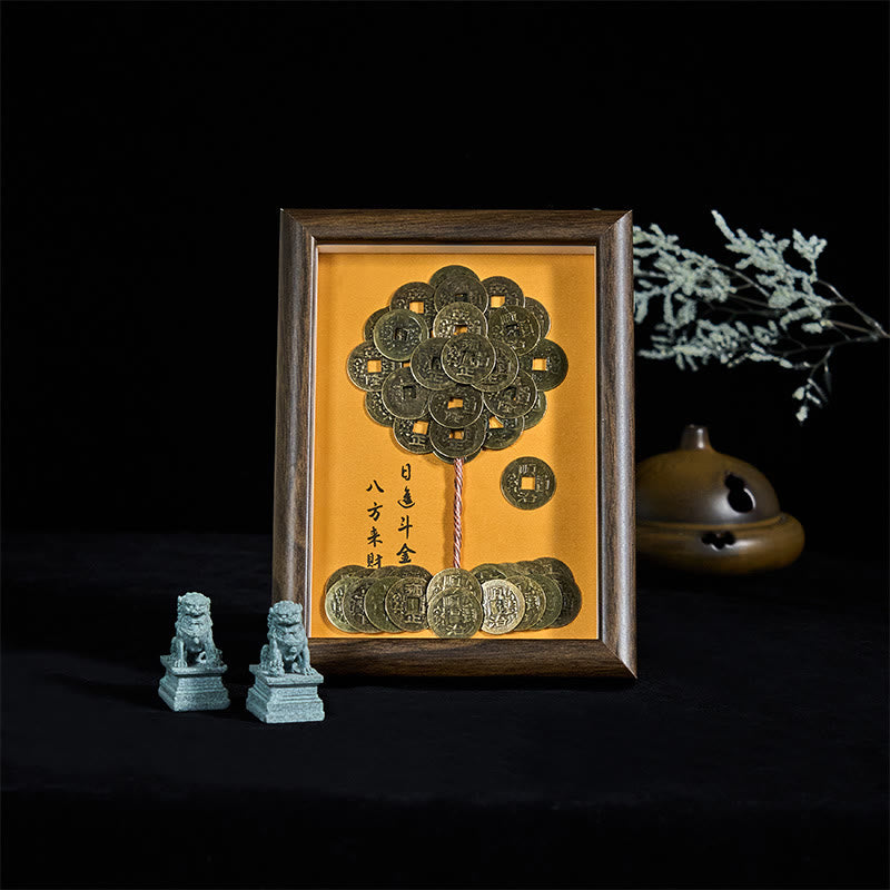 Nimara Ritual Five-Emperor Coins Tree Attract Fortune Protection Photo Frame Ornament Home Decor