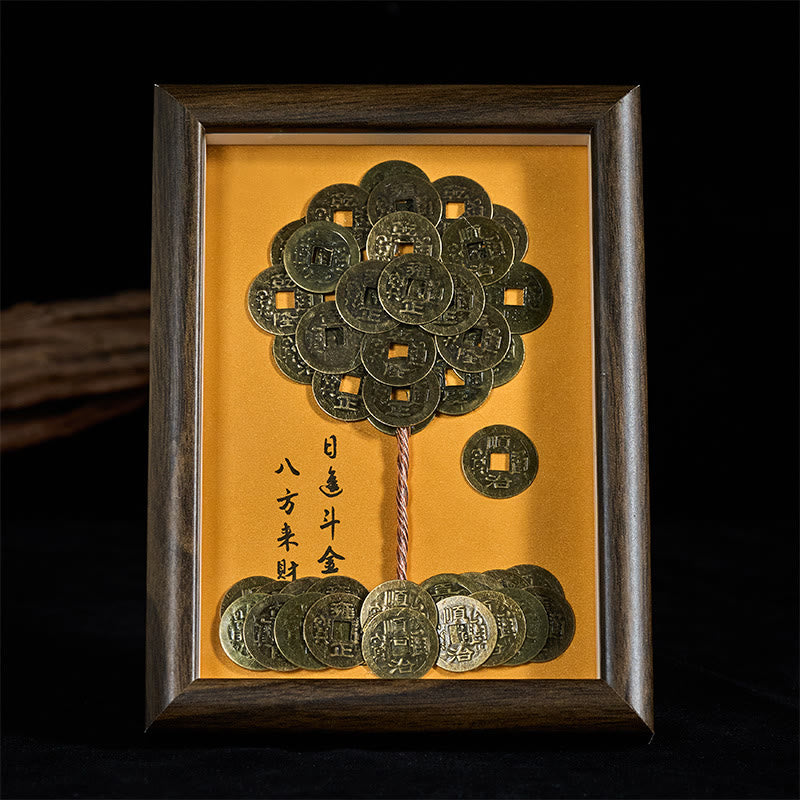 Nimara Ritual Five-Emperor Coins Tree Attract Fortune Protection Photo Frame Ornament Home Decor
