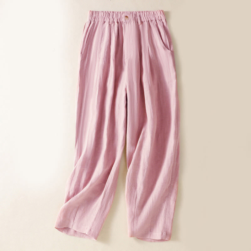 Nimara Ritual Summer Button Zipper Ankle-Length Women's Pants With Pockets