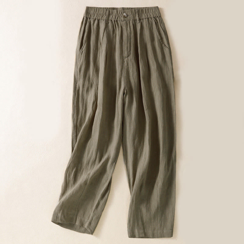 Nimara Ritual Summer Button Zipper Ankle-Length Women's Pants With Pockets