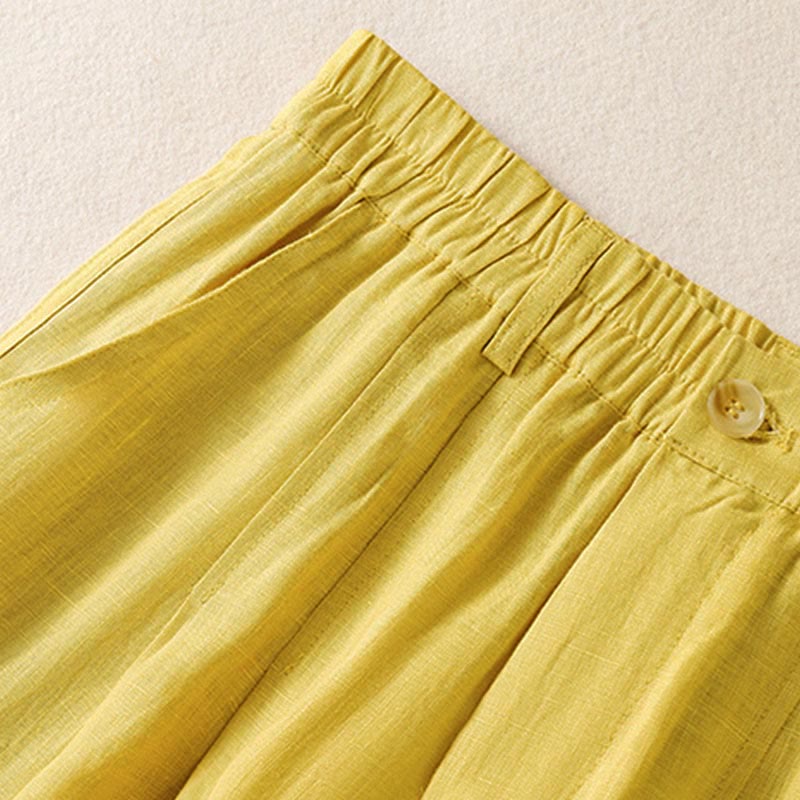 Nimara Ritual Summer Button Zipper Ankle-Length Women's Pants With Pockets