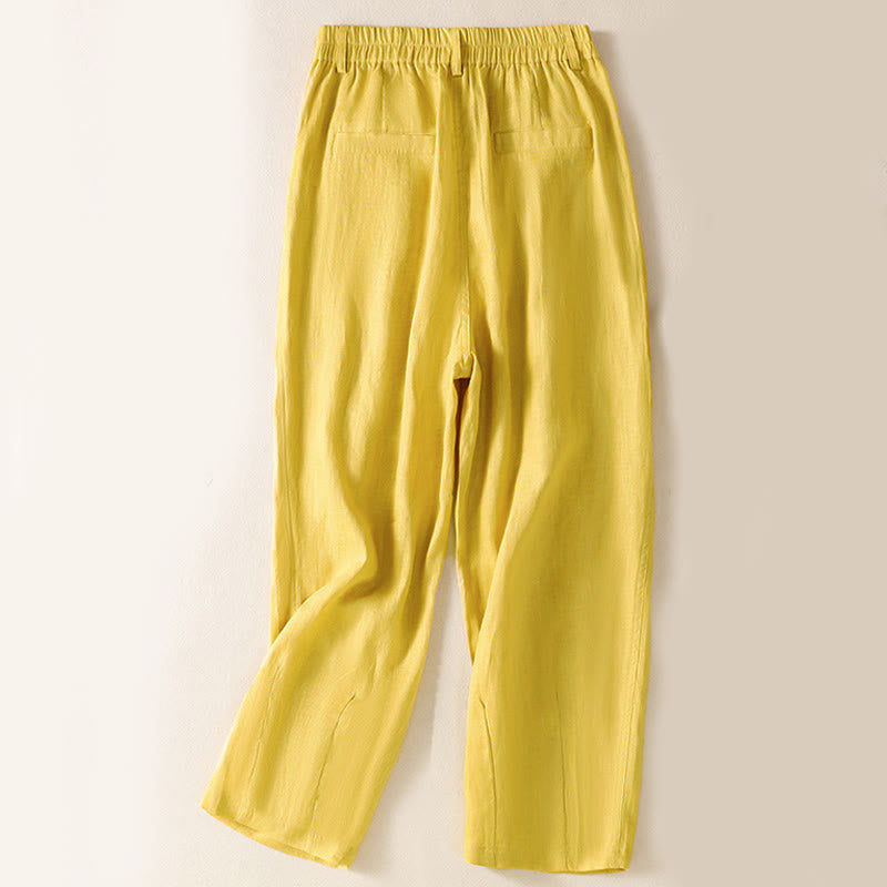 Nimara Ritual Summer Button Zipper Ankle-Length Women's Pants With Pockets