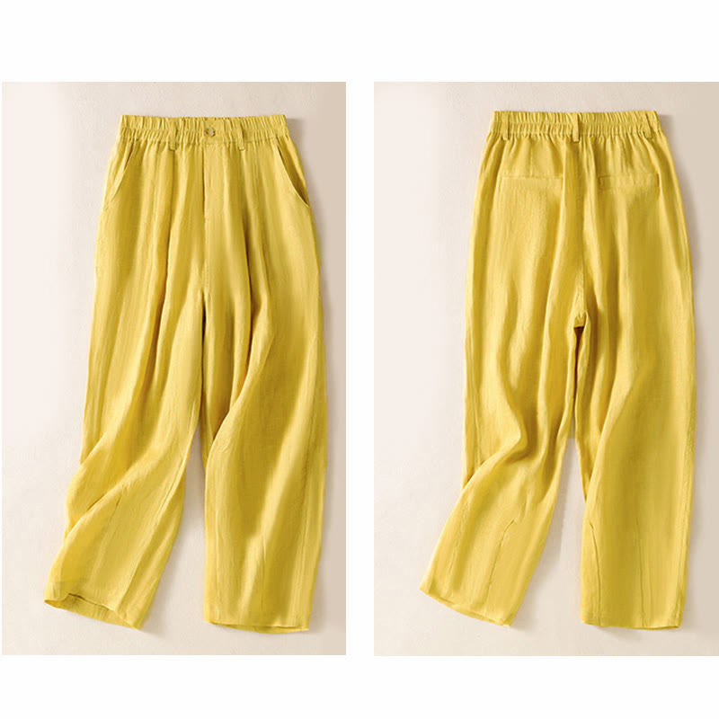 Nimara Ritual Summer Button Zipper Ankle-Length Women's Pants With Pockets