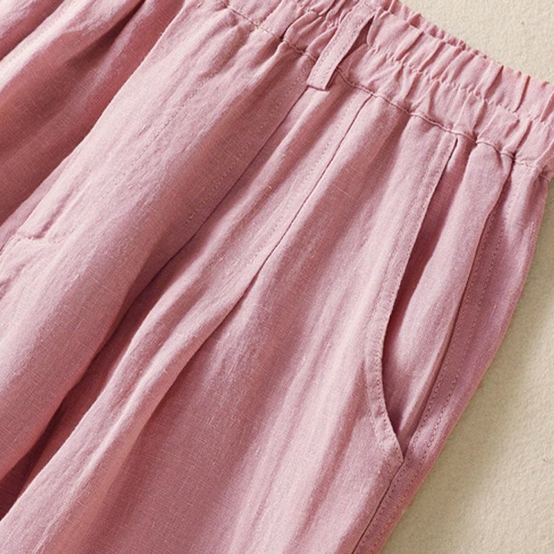 Nimara Ritual Summer Button Zipper Ankle-Length Women's Pants With Pockets