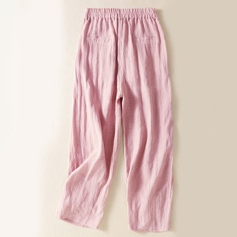 Nimara Ritual Summer Button Zipper Ankle-Length Women's Pants With Pockets