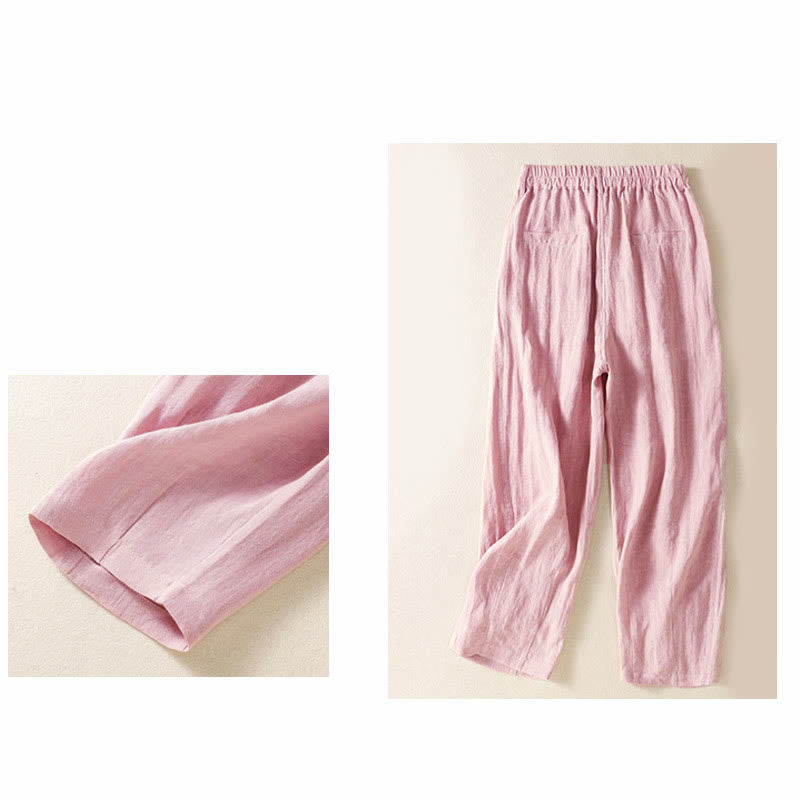 Nimara Ritual Summer Button Zipper Ankle-Length Women's Pants With Pockets