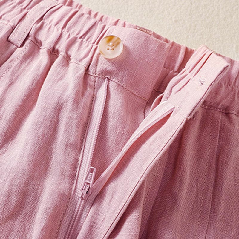 Nimara Ritual Summer Button Zipper Ankle-Length Women's Pants With Pockets