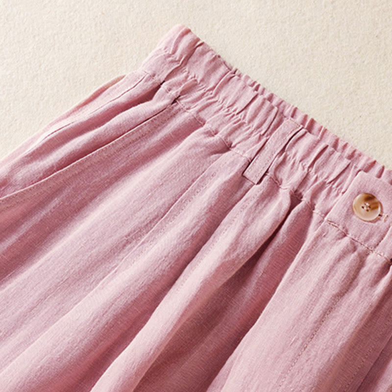 Nimara Ritual Summer Button Zipper Ankle-Length Women's Pants With Pockets