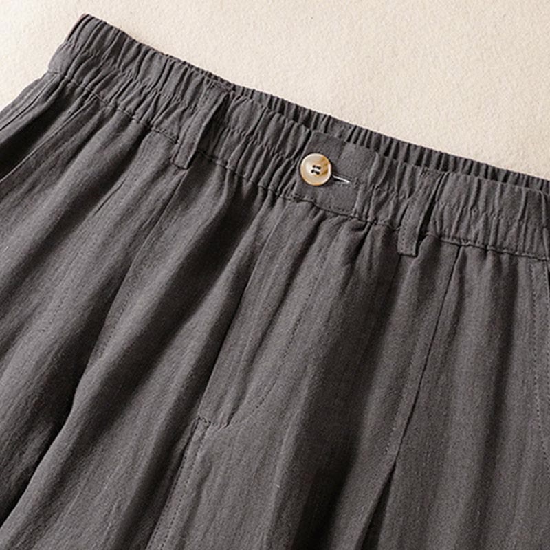 Nimara Ritual Summer Button Zipper Ankle-Length Women's Pants With Pockets