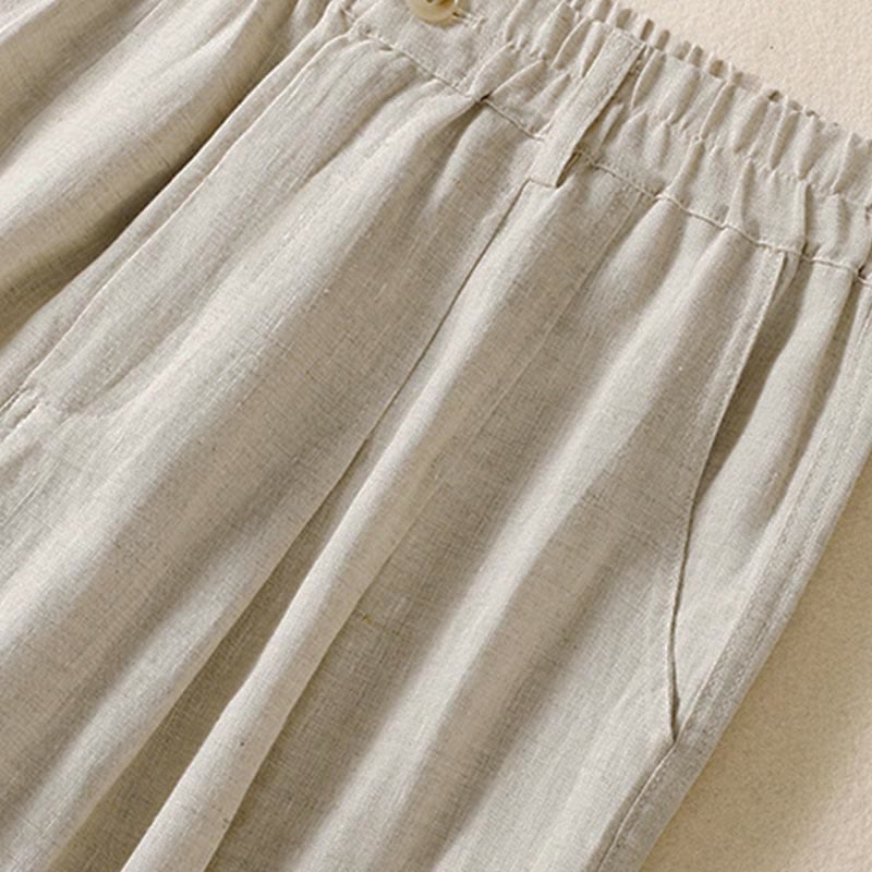 Nimara Ritual Summer Button Zipper Ankle-Length Women's Pants With Pockets