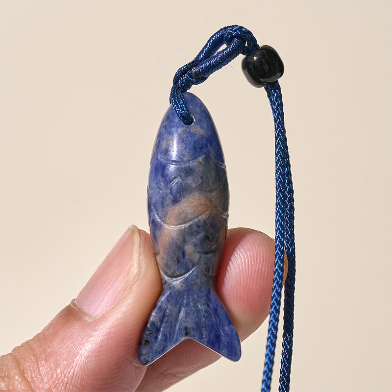Nimara Ritual Carving Koi Fish Pink Crystal Indian Agate Amethyst Warmth Prosperity Necklace Pendant