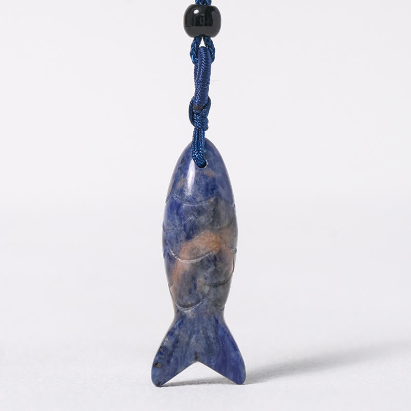 Nimara Ritual Carving Koi Fish Pink Crystal Indian Agate Amethyst Warmth Prosperity Necklace Pendant