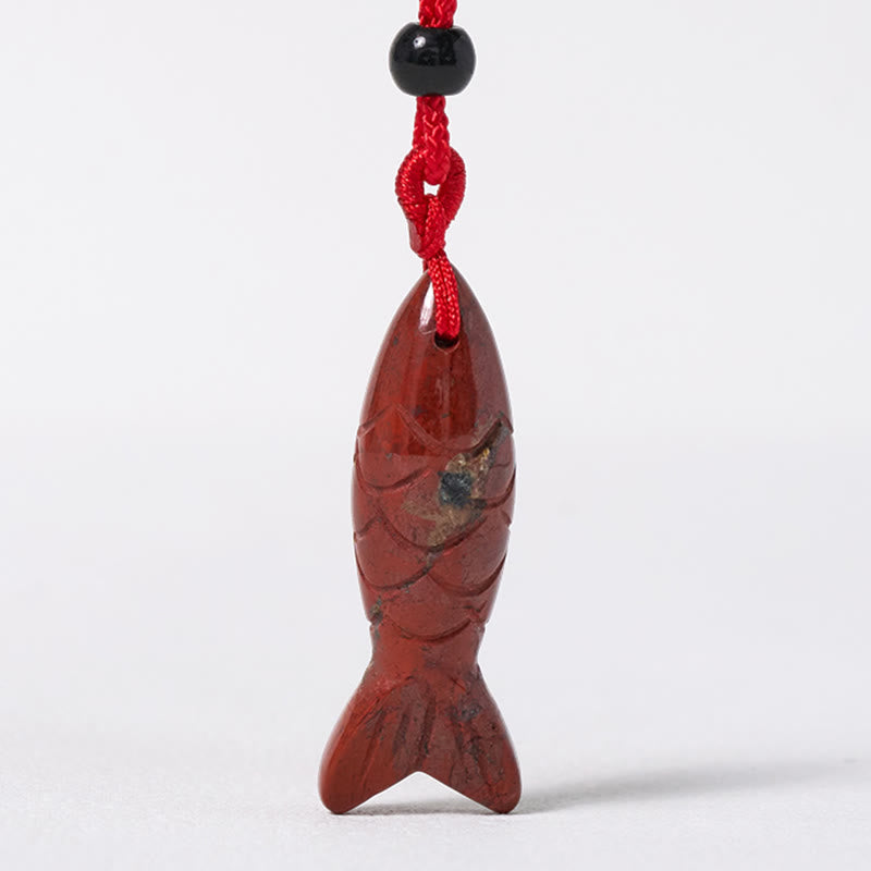 Nimara Ritual Carving Koi Fish Pink Crystal Indian Agate Amethyst Warmth Prosperity Necklace Pendant