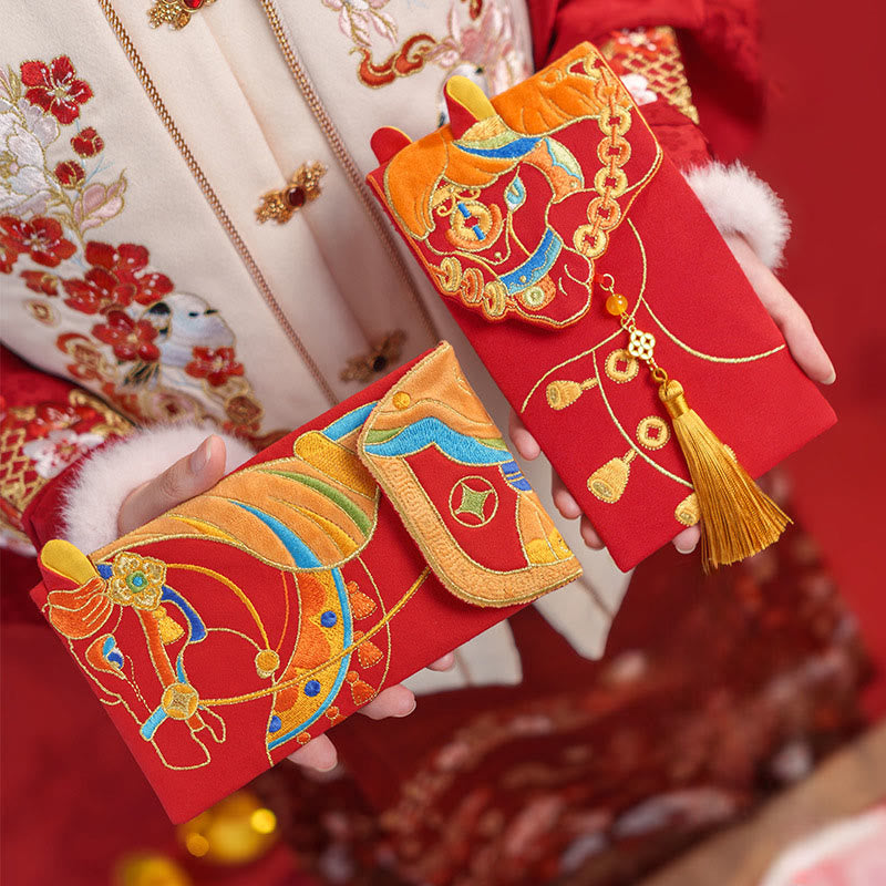Nimara Ritual Embroidery Year Of The Horse 2026 New Year Tassel Chinese Red Envelope