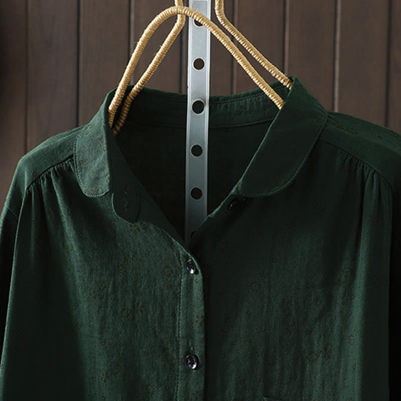 Nimara Ritual Fall Small Floral Pattern Buttons Down Design Long Sleeve Women's Cotton Shirt