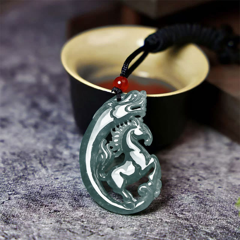 Nimara Ritual Year Of The Horse Dragon Jade Luck Necklace Pendants