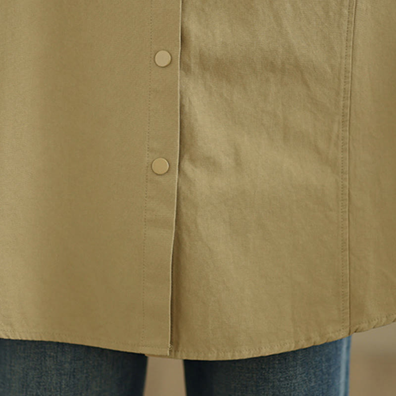 Nimara Ritual Fall Pure Color Lapel Button Simple Design Women's Cotton Long Sleeve Jacket