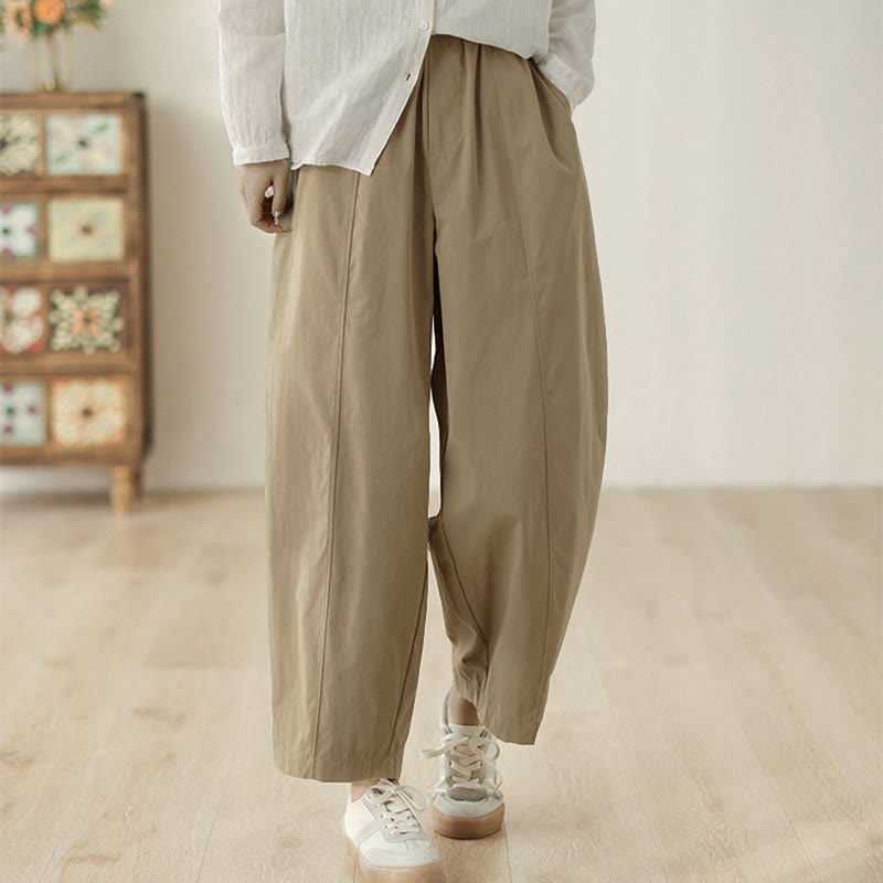Nimara Ritual Simple Lines Design Ankle-Length Cotton Women's Harem Pants With Pockets