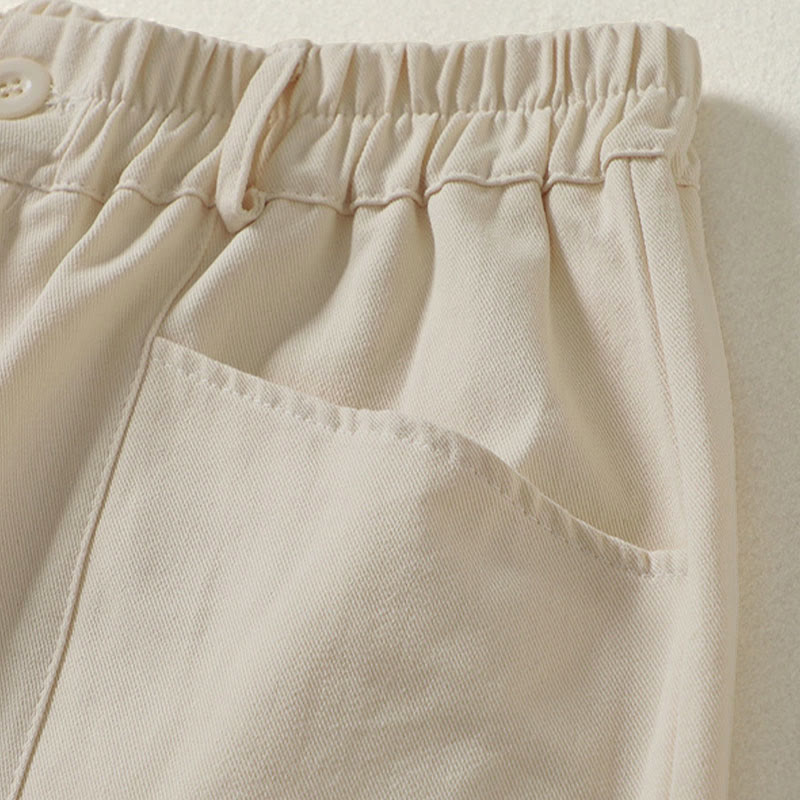 Nimara Ritual Fall Simple Lines Button Zipper Design Ankle-Length Cotton Women's Harem Pants With Pockets