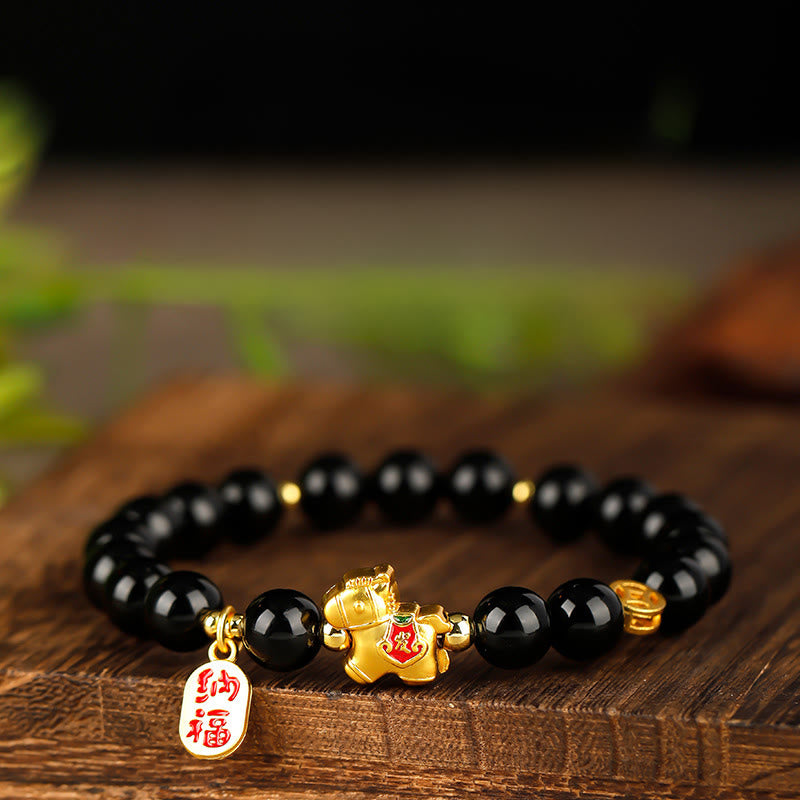 Nimara Ritual Year Of The Horse Black Obsidian Strength Bracelet