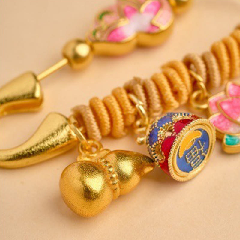 Nimara Ritual Year Of The Horse Fu Character Lotus Attract Fortune Ruyi Handle Peace Buckle Luck Brooch